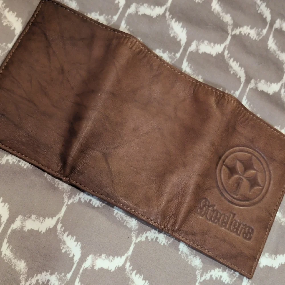 Steelers Embossed Brown Trifold Wallet